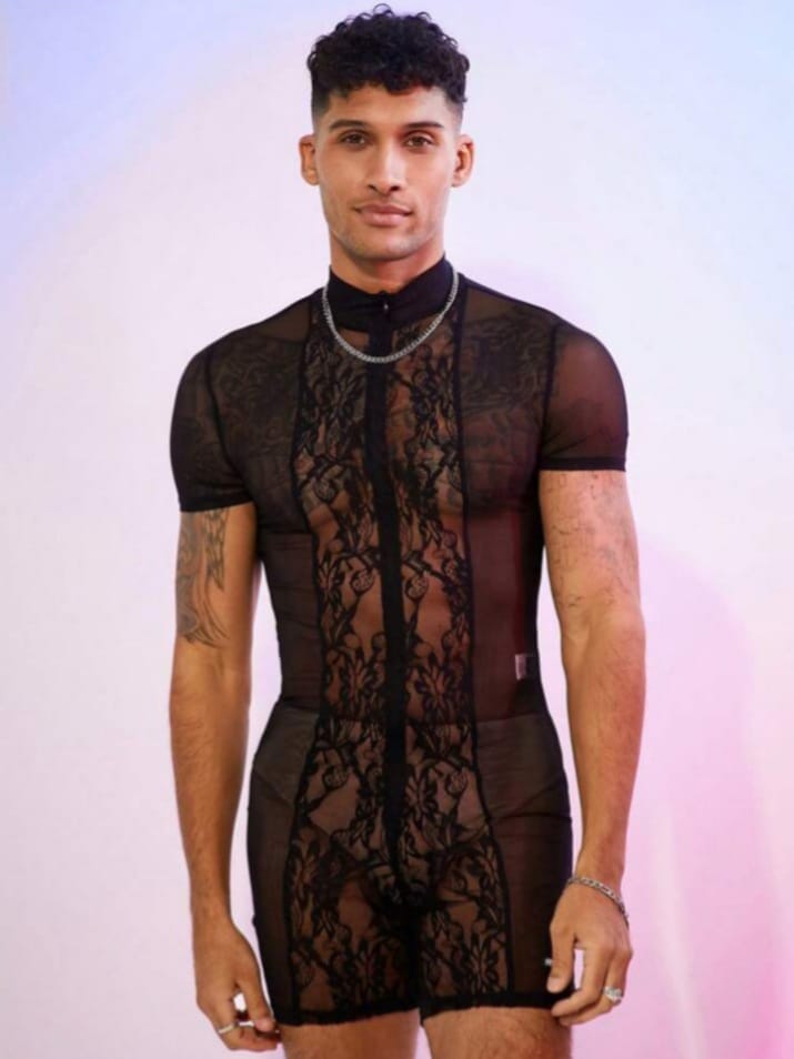 Noir Lace Illusion Romper
